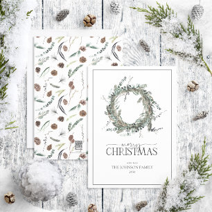 Polvoriento invierno acuarela Wreath Feliz Navidad