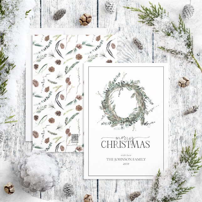 Polvoriento invierno acuarela Wreath Feliz Navidad (Subido por el creador)