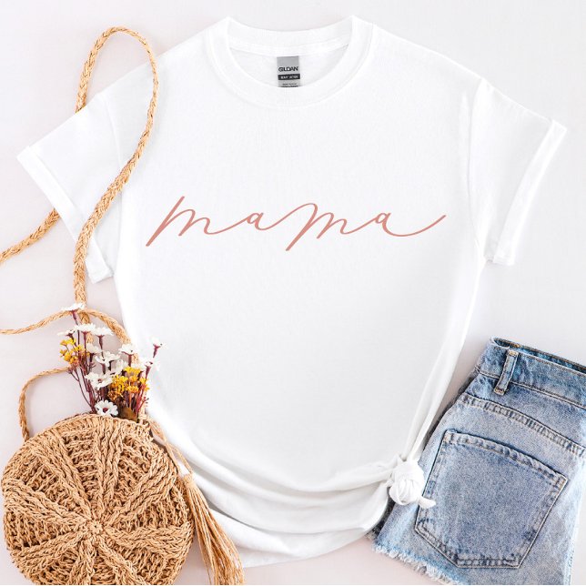 Polvoriento Rosa Mama Cute Script Camiseta (Subido por el creador)