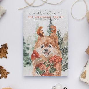 Pomerania Árbol de Navidad Aquarela Vintage Nevado