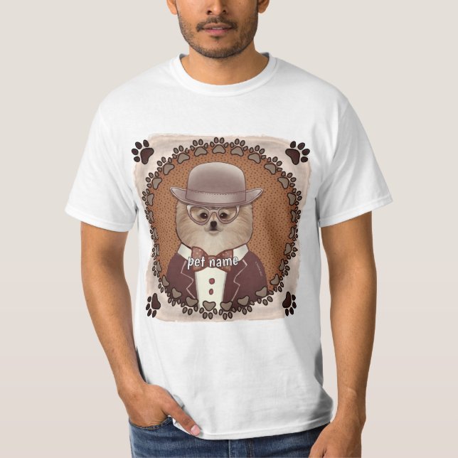 Pomerania con camiseta de lentes (Anverso)