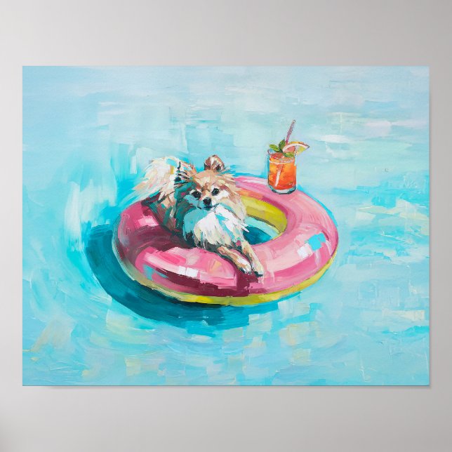 Pomerania de arte flotante de piscina: Perro de ve (Frente)