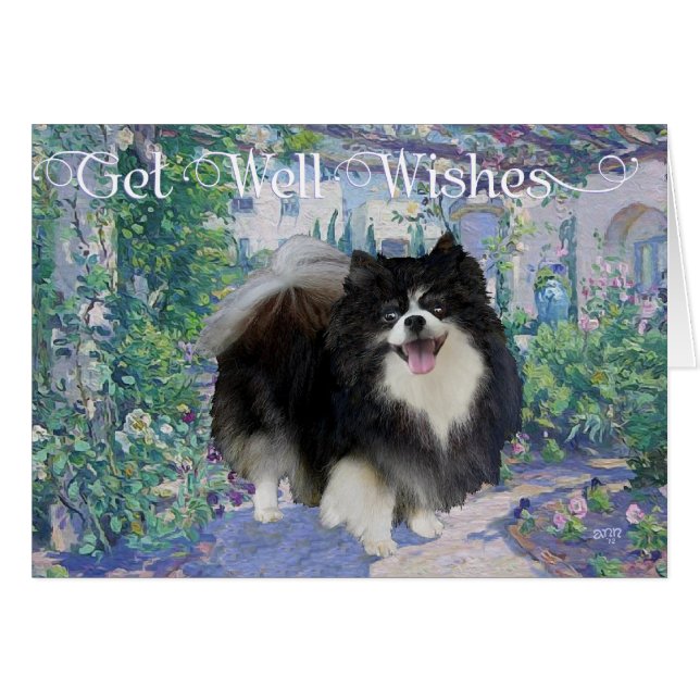 Pomerania en jardín de flores (Anverso (Horizontal))