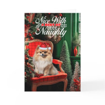 Pomerania Navidad Perro Travieso o Bueno