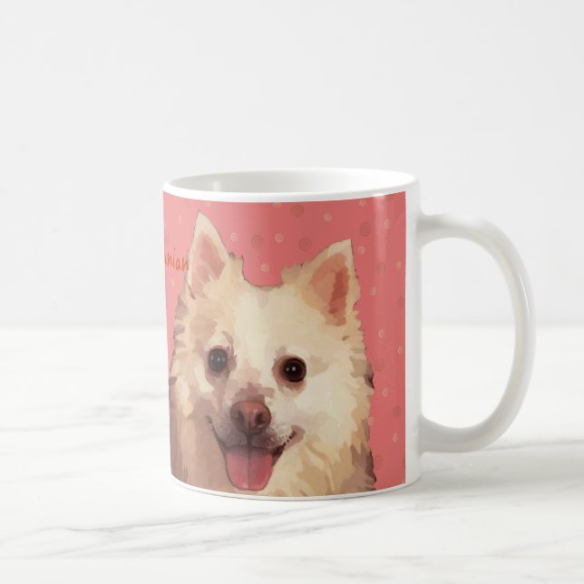 Pomeranian en melocotón colorea la taza (Derecha)