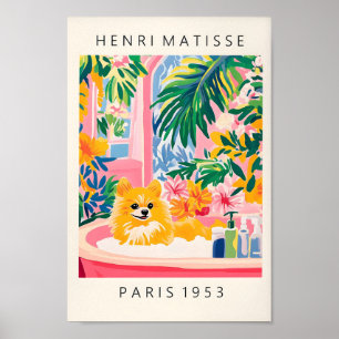 Pomerano En Bañera, Impresión De Arte Perro, Dopam