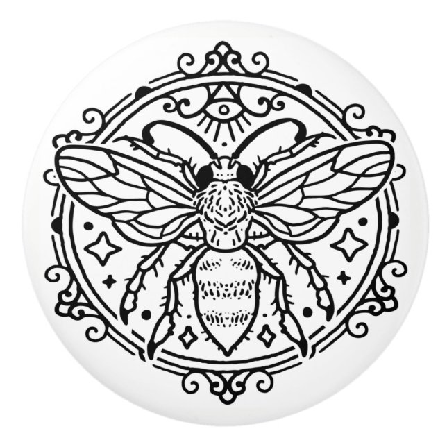 Pomo cerámico negro de abeja (Anverso)