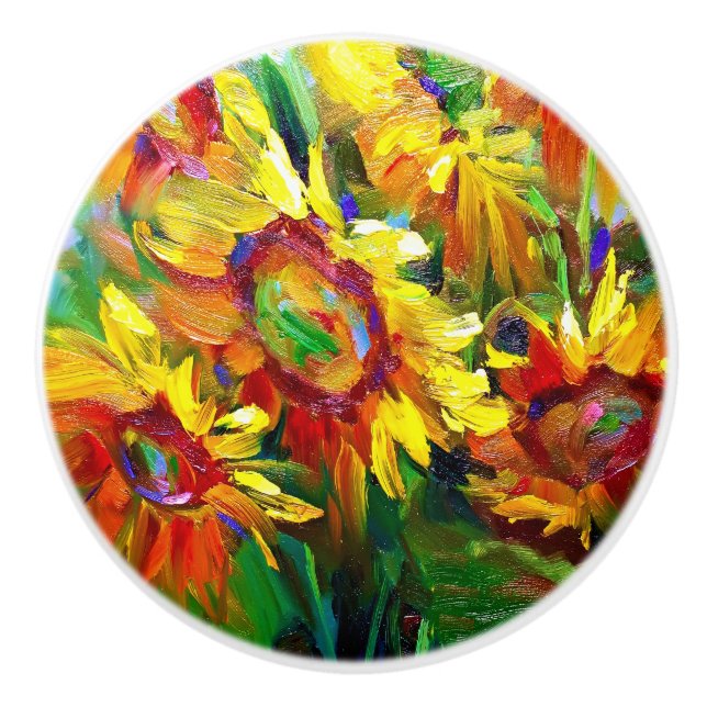 Pomo de cajón de cerámica de girasol (Anverso)