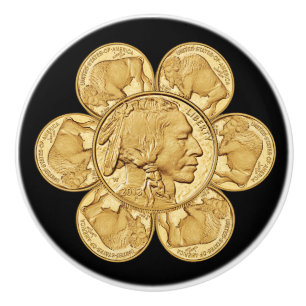 Pomo De Cerámica 2013 India ~ Búfalo americano ~ Moneda de oro ~ *