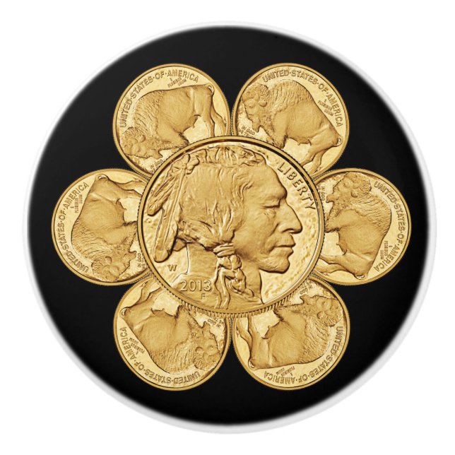 Pomo De Cerámica 2013 India ~ Búfalo americano ~ Moneda de oro ~ *  (Anverso)