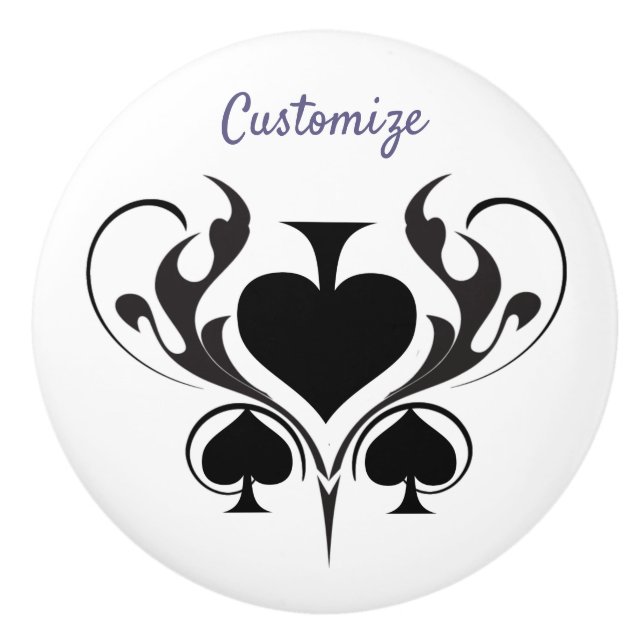 Pomo De Cerámica 3 Black Spades Tribal Thunder_Cove (Anverso)