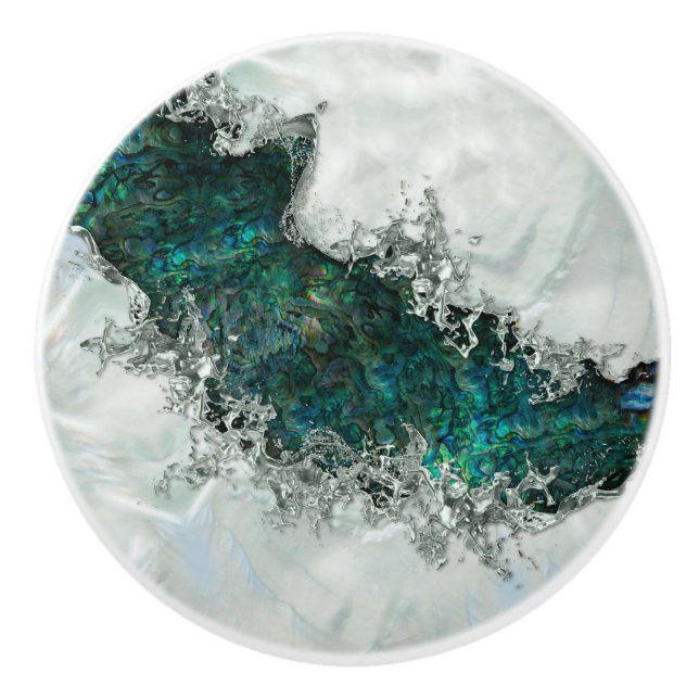 Pomo De Cerámica Abalone Shell Pearl y Silver 1 (Anverso)