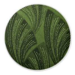 Pomo De Cerámica Abanico Curvo Verde Rico