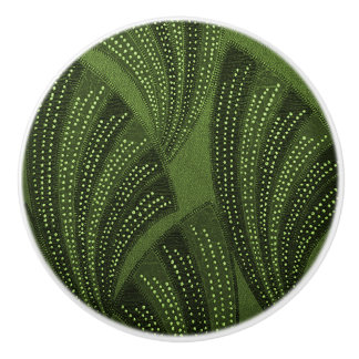 Pomo De Cerámica Abanico Curvo Verde Rico