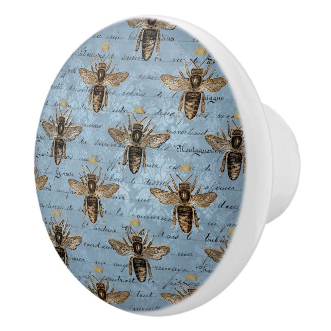 Pomo De Cerámica Abeja azul de vintage (Derecha)