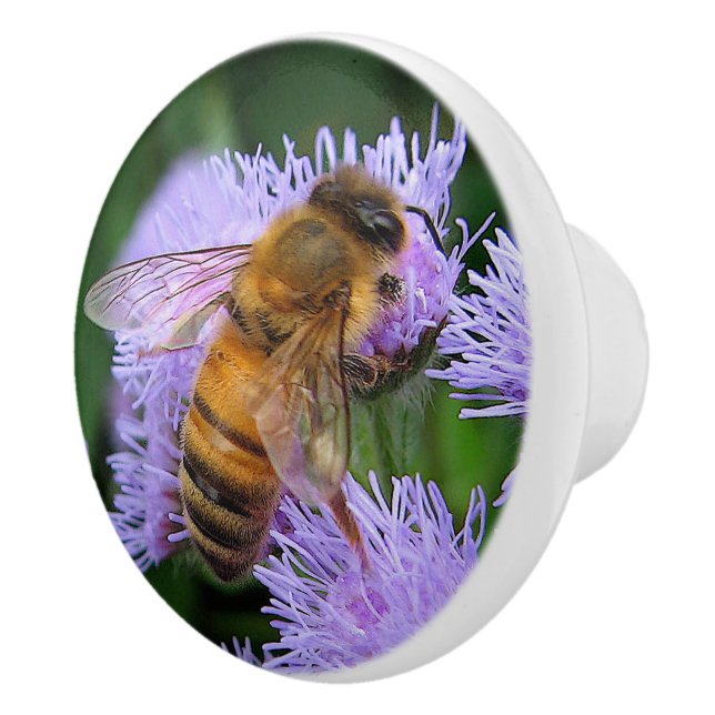 Pomo De Cerámica Abeja de la miel en botón de cerámica del Ageratum (Derecha)