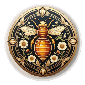 Pomo De Cerámica Abeja de miel de Art Nouveau