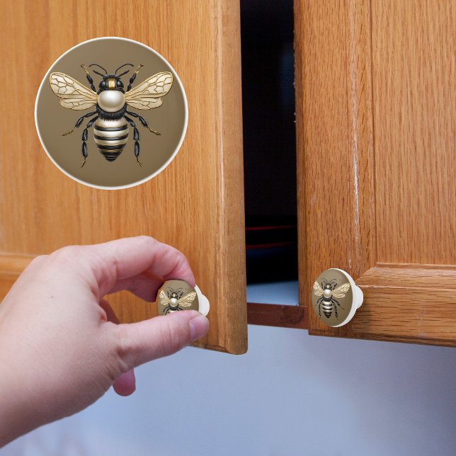 Pomo De Cerámica Abeja de oro y perla (Subido por el creador)