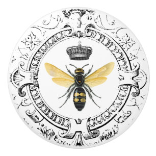 Pomo De Cerámica Abeja reina MODERNA del francés del VINTAGE