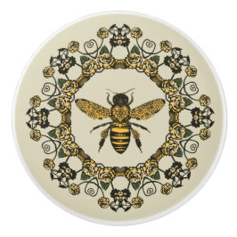 Pomo De Cerámica Abeja victoriana y Rosas