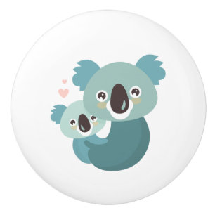 Pomo De Cerámica Abrazo dulce de la madre y del bebé de la koala