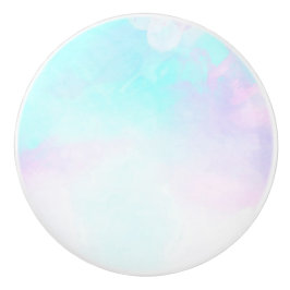 Pomo De Cerámica Abstracto moderno Pastel azul y morado acuarela