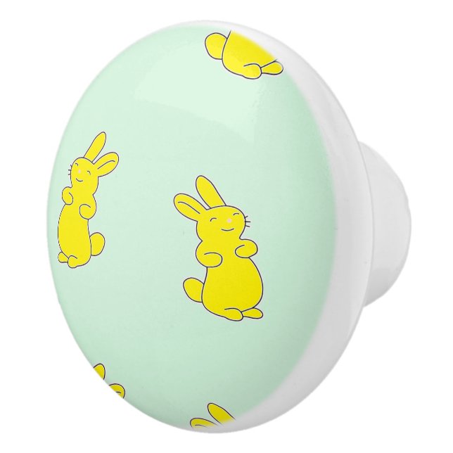 Pomo De Cerámica Abundantes amarillos felices en verde azulado (Derecha)