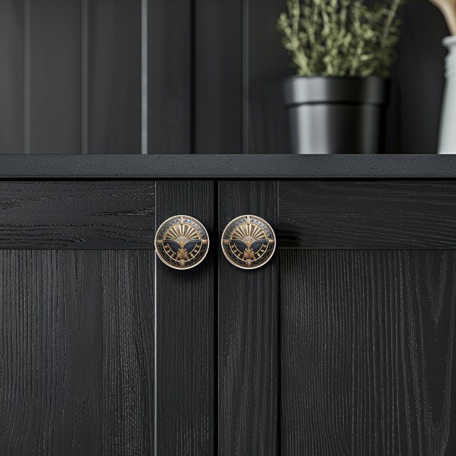 Pomo De Cerámica Acentos de oro Art Deco y moderno negro (Subido por el creador)