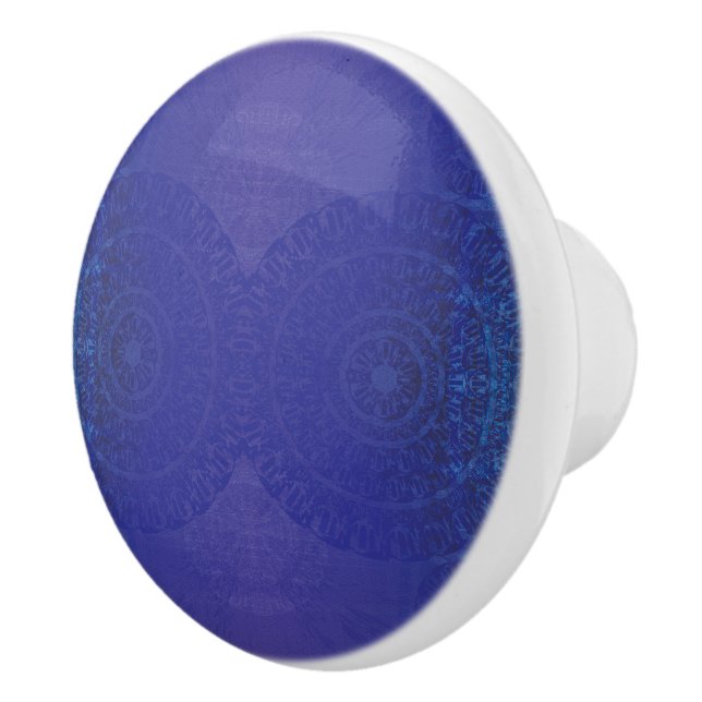 Pomo De Cerámica Aceptación | Medallones Blue Indigo Violet Boho (Derecha)