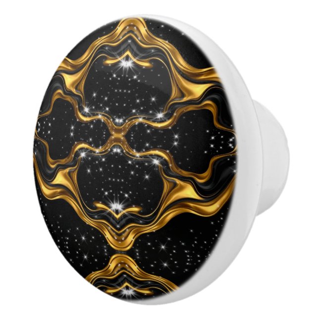 Pomo De Cerámica Achempong Opulent Gold Black Monochrome Designer O (Derecha)
