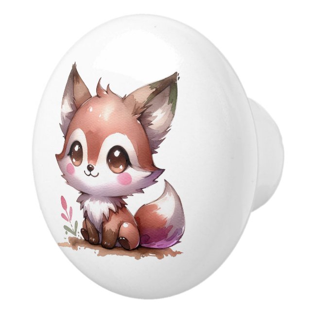 Pomo De Cerámica Acuarela Bebé Fox Ceramic Knob (Derecha)