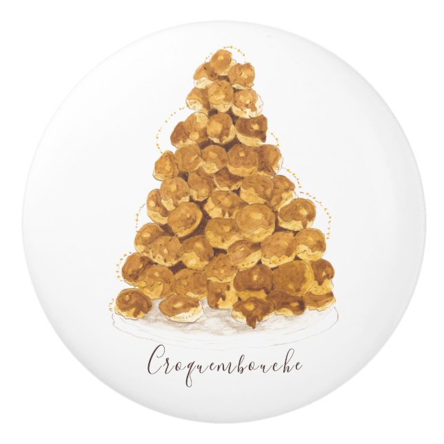 Pomo De Cerámica acuarela croquembouche (Anverso)