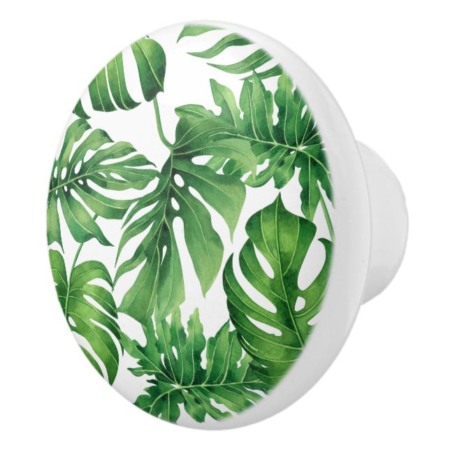 Pomo De Cerámica Acuarela de hojas de naturaleza tropical (Derecha)