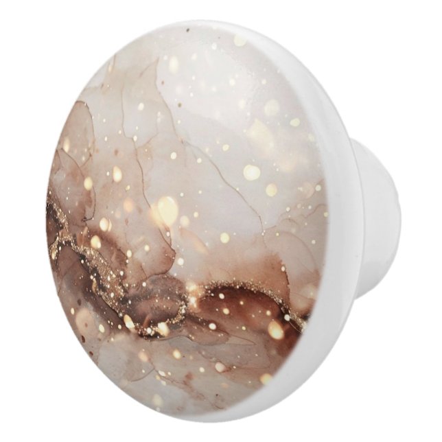 Pomo De Cerámica Acuarela de mármol con acentos Purpurinas (Derecha)