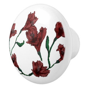 Pomo De Cerámica Acuarela floral de Borgoña