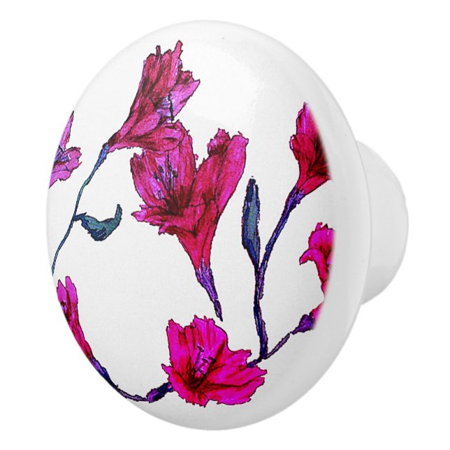 Pomo De Cerámica Acuarela floral de Fucshia (Derecha)