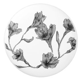 Pomo De Cerámica Acuarela gris floral