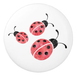 Pomo De Cerámica Acuarela Ladybug Ceramic Knobs