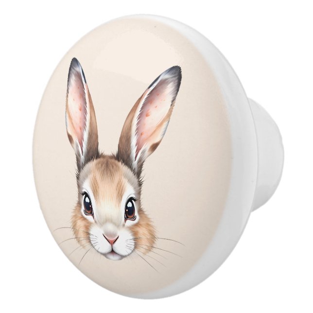 Pomo De Cerámica Acuarela moderna Cute Semana Santa Cara de conejit (Derecha)