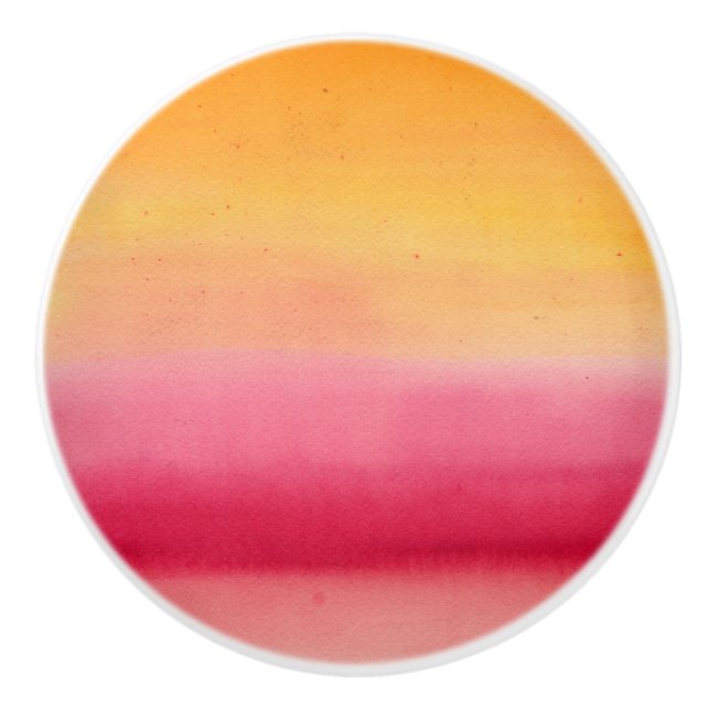 Pomo De Cerámica Acuarela rosa naranja (Anverso)