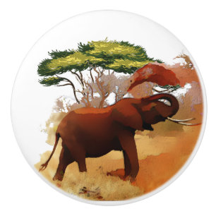 Pomo De Cerámica adorable decoración casera de elefantes africanos