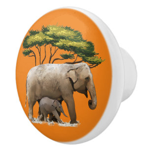 Pomo De Cerámica adorable decoración casera de elefantes africanos
