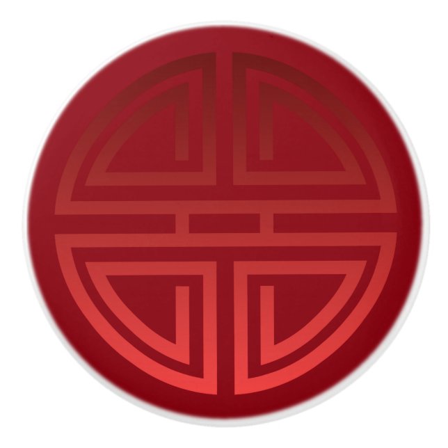 Pomo De Cerámica Adorno chino rojo aterciopelado elegante elegante (Anverso)