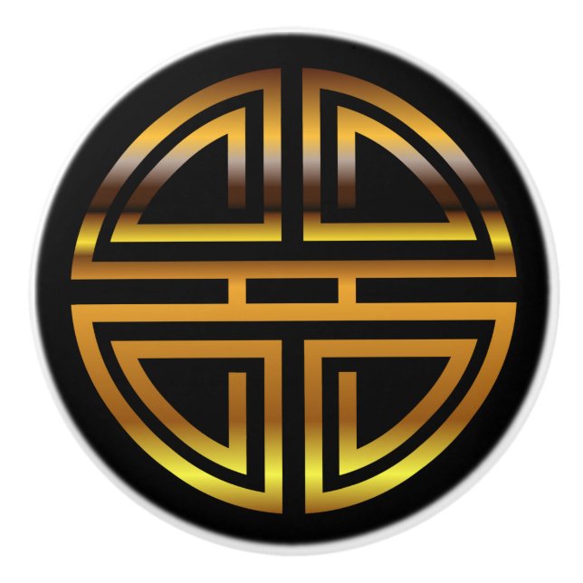 Pomo De Cerámica Adorno redondo de la longevidad china clásica de (Anverso)