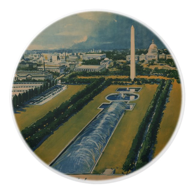 Pomo De Cerámica Afiche de viaje de Washington DC (Anverso)