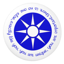 Pomo De Cerámica Afirmación positiva Usted es azul único