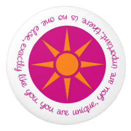 Pomo De Cerámica Afirmación positiva Usted es naranja rosa único