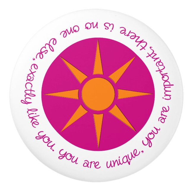 Pomo De Cerámica Afirmación positiva Usted es naranja rosa único (Anverso)