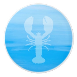 Pomo De Cerámica Agua azul clara con langosta