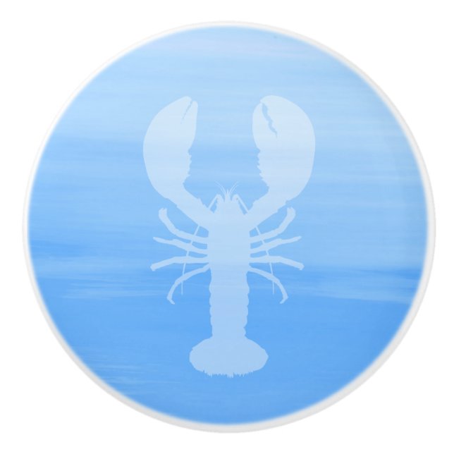 Pomo De Cerámica Agua azul clara con langosta (Anverso)